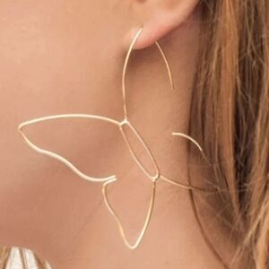Minimalist Gold Butterfly Wire Earrings